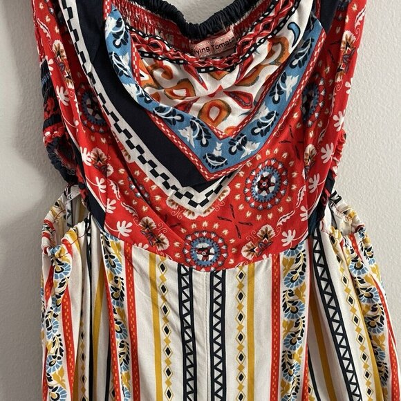 Flying Tomato S Boho Printed Side Cutouts Off The Shoulder Wide Leg Jumpsuit NWT - Picture 5 of 12